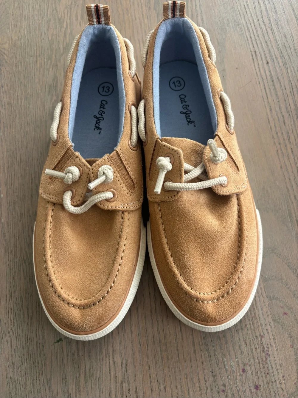 Cat & Jack Suede Boat Shoes in Camel and Blue